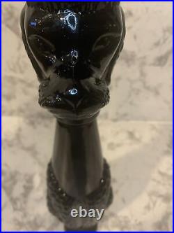 VintageBlack Glass PoodleDecanterMid CenturyEmpoli ItalyOpaline15RARE