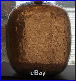 Vntg MID CENTURY danish modern BLENKO crackle glass DECANTER. RARE chestnut