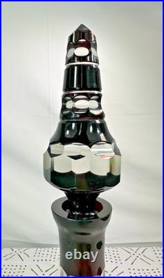 Vtg 15 Bohemian Czech Ruby/Cranberry Red Crystal Decanter Glass Cut to Clear