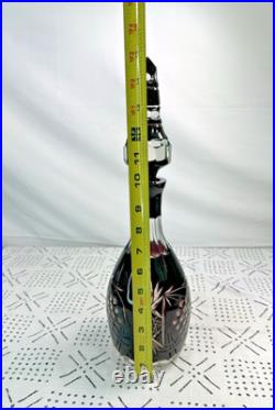 Vtg 15 Bohemian Czech Ruby/Cranberry Red Crystal Decanter Glass Cut to Clear