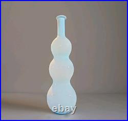 Vtg 19 Empoli Aqua Blue Cased Triple Bubble Glass Blue Gourd Decanter