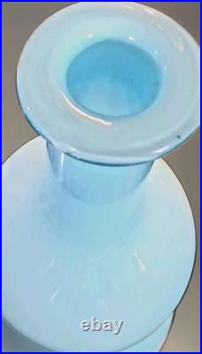 Vtg 19 Empoli Aqua Blue Cased Triple Bubble Glass Blue Gourd Decanter