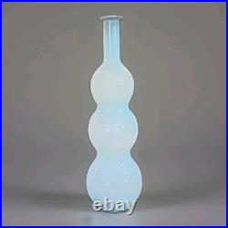 Vtg 19 Empoli Aqua Blue Cased Triple Bubble Glass Blue Gourd Decanter