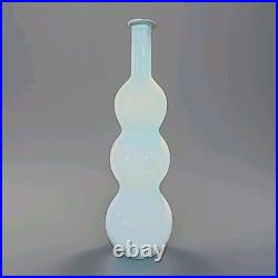 Vtg 19 Empoli Aqua Blue Cased Triple Bubble Glass Blue Gourd Decanter