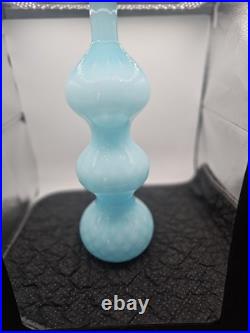 Vtg 19 Empoli Blue Cased Triple Bubble Glass Blue Gourd Decanter MCM