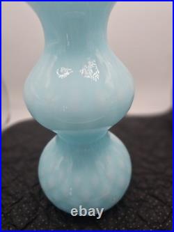 Vtg 19 Empoli Blue Cased Triple Bubble Glass Blue Gourd Decanter MCM