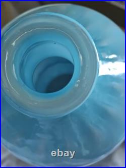 Vtg 19 Empoli Blue Cased Triple Bubble Glass Blue Gourd Decanter MCM