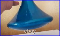 Vtg 1960s Blue Blenko Shot Glass Decanter by Wayne Husted #6027 No Stopper MCM