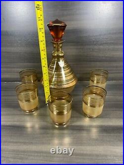 Vtg 1970's Decanter & Glass set HAND MADE Belfor crystal from Czechoslovakia