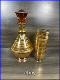 Vtg 1970's Decanter & Glass set HAND MADE Belfor crystal from Czechoslovakia