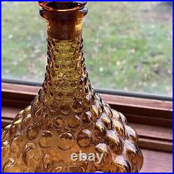 Vtg Amber Empoli Glass Decanter Bottle Squat Genie Style With Stopper 16 1/2