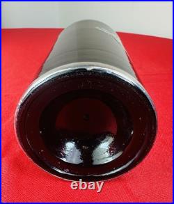 Vtg Amber Wine Whiskey Bottle Sterling Silver Overlay Heraldic Crest Decanter