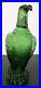Vtg-American-Eagle-Green-Glass-Decanter-Bottle-withShot-Glass-Head-Empty-10-3-4-H-01-hoqy