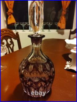 Vtg Amethyst Lead Crystal Decanter With Stopper Wine Liquor 10 Purple Gorgeous