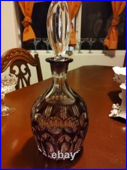 Vtg Amethyst Lead Crystal Decanter With Stopper Wine Liquor 10 Purple Gorgeous