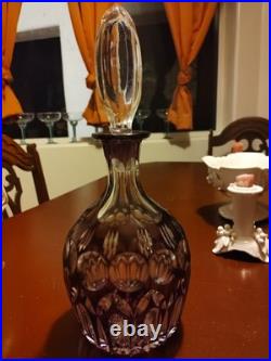 Vtg Amethyst Lead Crystal Decanter With Stopper Wine Liquor 10 Purple Gorgeous