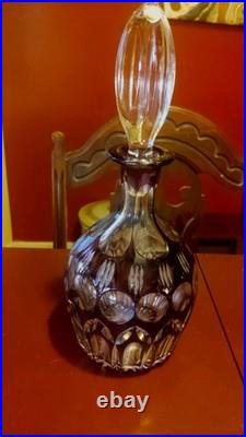 Vtg Amethyst Lead Crystal Decanter With Stopper Wine Liquor 10 Purple Gorgeous