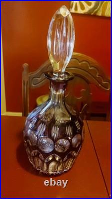 Vtg Amethyst Lead Crystal Decanter With Stopper Wine Liquor 10 Purple Gorgeous