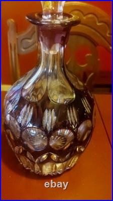 Vtg Amethyst Lead Crystal Decanter With Stopper Wine Liquor 10 Purple Gorgeous