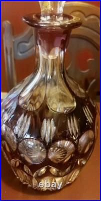 Vtg Amethyst Lead Crystal Decanter With Stopper Wine Liquor 10 Purple Gorgeous