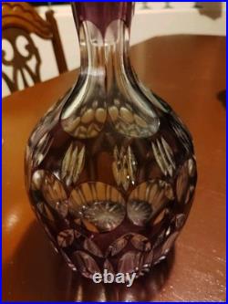 Vtg Amethyst Lead Crystal Decanter With Stopper Wine Liquor 10 Purple Gorgeous