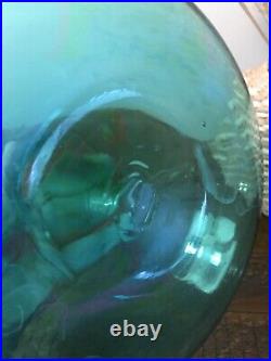 Vtg Antique Blenko Handcraft Blown Art Glass Decanter Sea Green 1950s MCM 10.5
