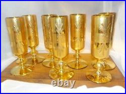 Vtg Ardalt Glass ITALY (not Japan) 7 Cordial Glasses Gold Bohemian Excellent