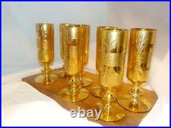 Vtg Ardalt Glass ITALY (not Japan) 7 Cordial Glasses Gold Bohemian Excellent