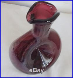Vtg Bischoff Glass Stopper Teardrop Ameythyst Double Indents Liquor Decanter