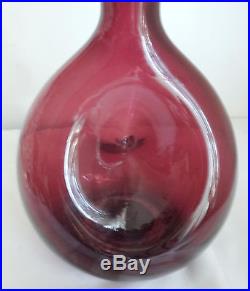 Vtg Bischoff Glass Stopper Teardrop Ameythyst Double Indents Liquor Decanter