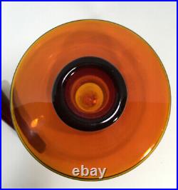 Vtg Blenko Art Glass Decanter with Stopper Tangerine Amberina 6615 Joel Myers 15
