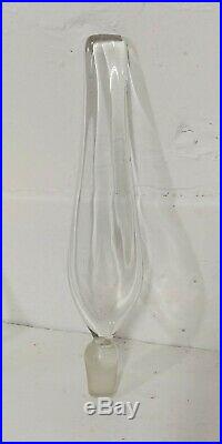 Vtg Blenko Art Glass clear Liquor Decanter Long Paddle Stopper
