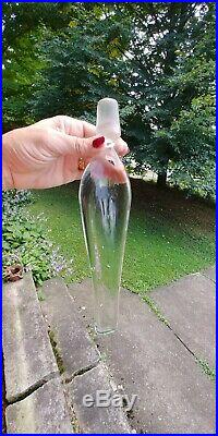 Vtg Blenko Art Glass clear Liquor Decanter Long Paddle Stopper