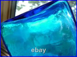 Vtg Blenko Glass Turquoise 6213 Decanter Bottle With Stopper Obelisk Wayne Husted