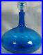 Vtg-Blenko-Hand-Blown-Glass-Bottle-Liquor-Decanter-Blue-Air-Twist-Myers-6716-01-zwv