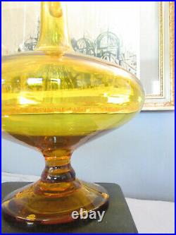 Vtg Blenko Jonquil Yellow Decanter With Pointed Stopper 26 1/2 Mid Century