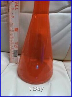 Vtg Blenko Tangerine 19 1/2 Vase / Decanter No Stopper Free Shipping