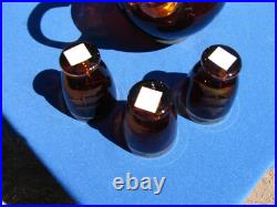 Vtg Bohemian Czech Amber Cut To Clear Crystal 7 Piece Decanter Set Deer Elk Tree