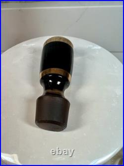 Vtg Bohemian Czech Amber Glass Decanter 8 Glasses 22K Gold Gilt Painted Set-MCM