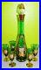 Vtg-Bohemian-Czech-Green-Art-Glass-Decanter-Cordial-Set-Applied-Flowers-22K-Gold-01-dtr