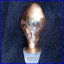 Vtg Bohemian Ruby Red Gold Hand Painted Florals Decanter Set With 5 Shot Glasses