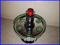 Vtg Bowling Ball Decanter Shot Glasses Pump Dispenser Rare Color Art Deco