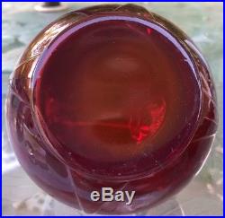 Vtg Cambridge Glass Carmen Red 3400 Line Tilt Decanter 4 Cordials Mint