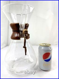 Vtg Chemex Pyrex 11 Handblown Glass Pour-Over Carafe Coffee Maker Green Print