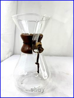 Vtg Chemex Pyrex 11 Handblown Glass Pour-Over Carafe Coffee Maker Green Print