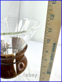 Vtg Chemex Pyrex 11 Handblown Glass Pour-Over Carafe Coffee Maker Green Print
