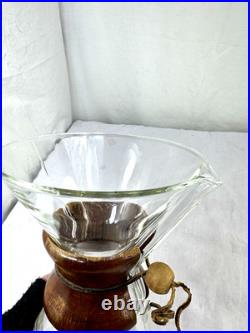 Vtg Chemex Pyrex 11 Handblown Glass Pour-Over Carafe Coffee Maker Green Print