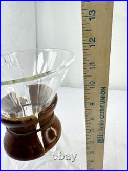 Vtg Chemex Pyrex 11 Handblown Glass Pour-Over Carafe Coffee Maker Green Print