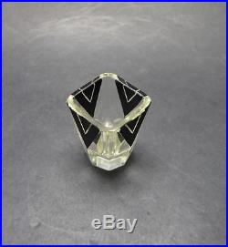 Vtg-Czech-Art-Deco-Citrine-Glass-Black Enamel Decanter Set Karl Palda