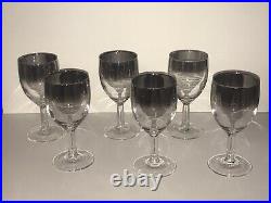 Vtg Dorothy Thorpe Silver Fade Mid Century Mod Wine Glasses Carafe Spiral Caddy